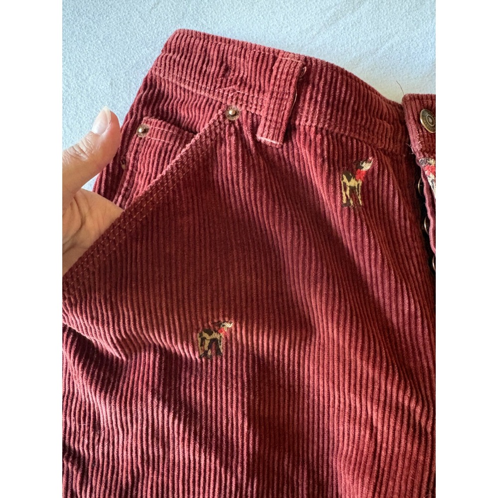 We The Free Clifton Corduroy Pant 26 Embroidered Deer Wide Leg Boho Whimsy Fall - Picture 7 of 11